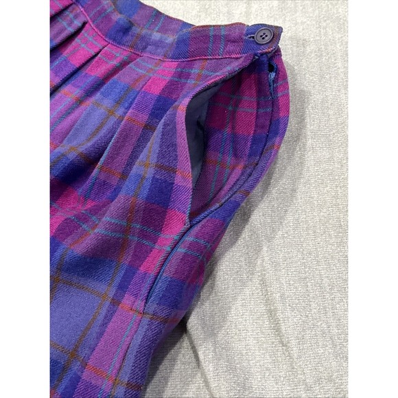 Vintage Pendleton Pink Blue Purple Tartan Plaid Wool Skirt 10 Kilt Academia - Picture 9 of 15